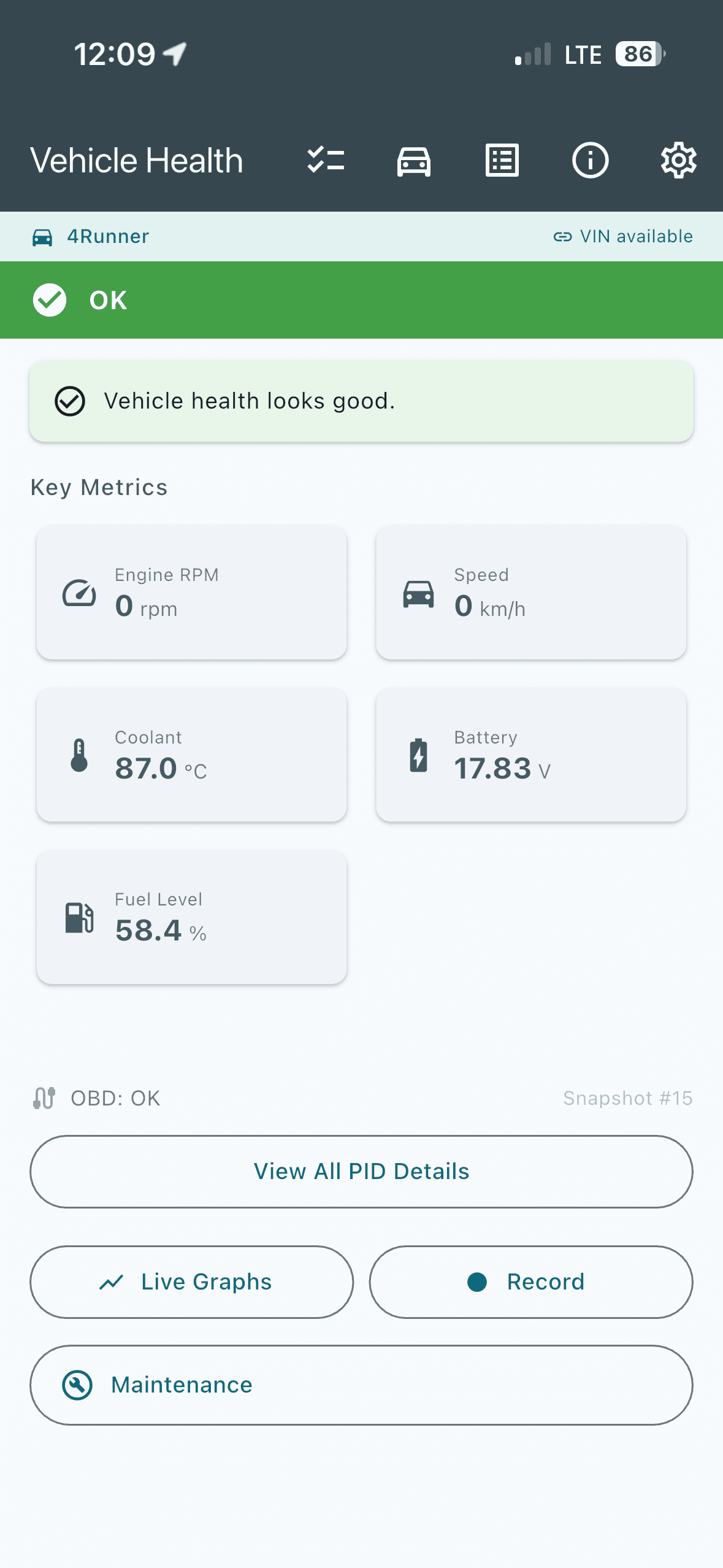 CarBlackBox 2.0 mobile vehicle health dashboard