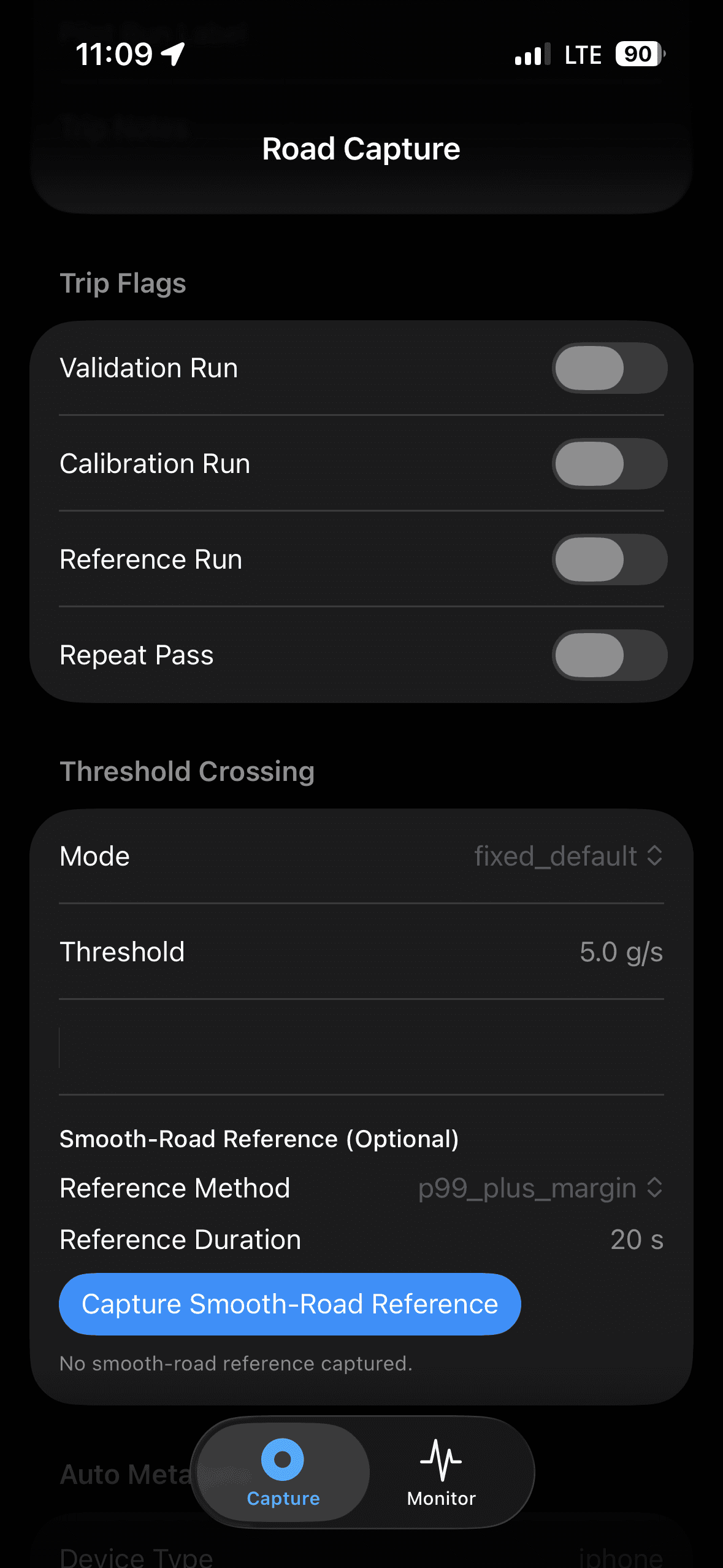 Road condition monitoring analysis workflow screenshot